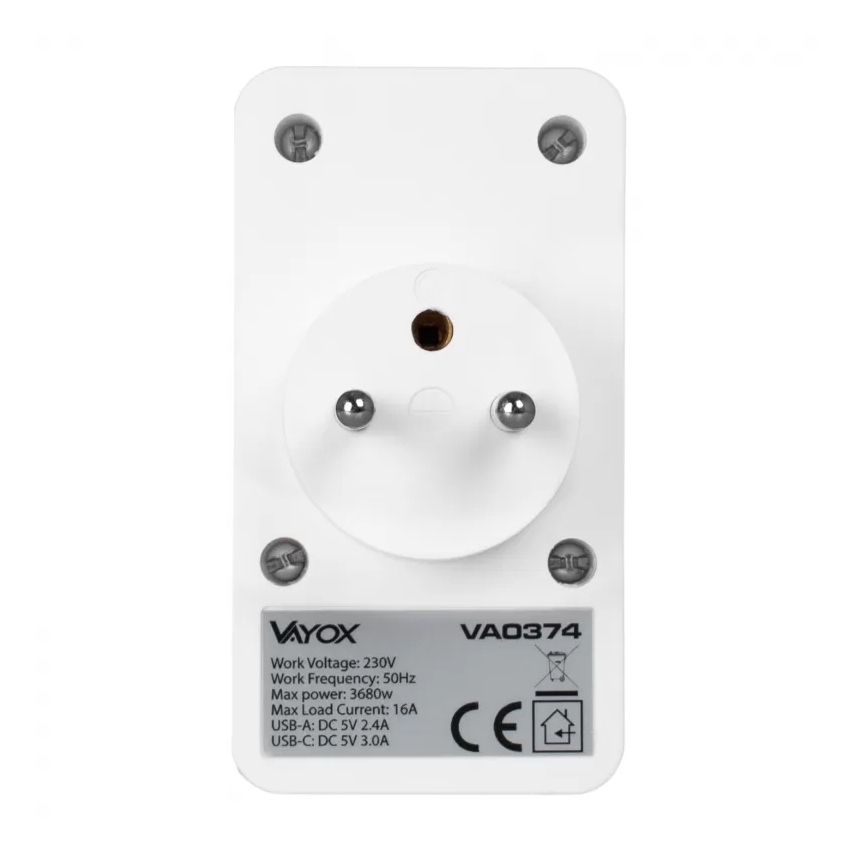 Listwa zasilająca 2 gniazda + 2x USB-C + 2x USB-A