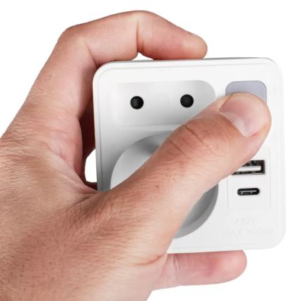 Listwa zasilająca 2 gniazda + USB-C + USB-A z podświetleniem LED LED/0,5W/230V 3000K