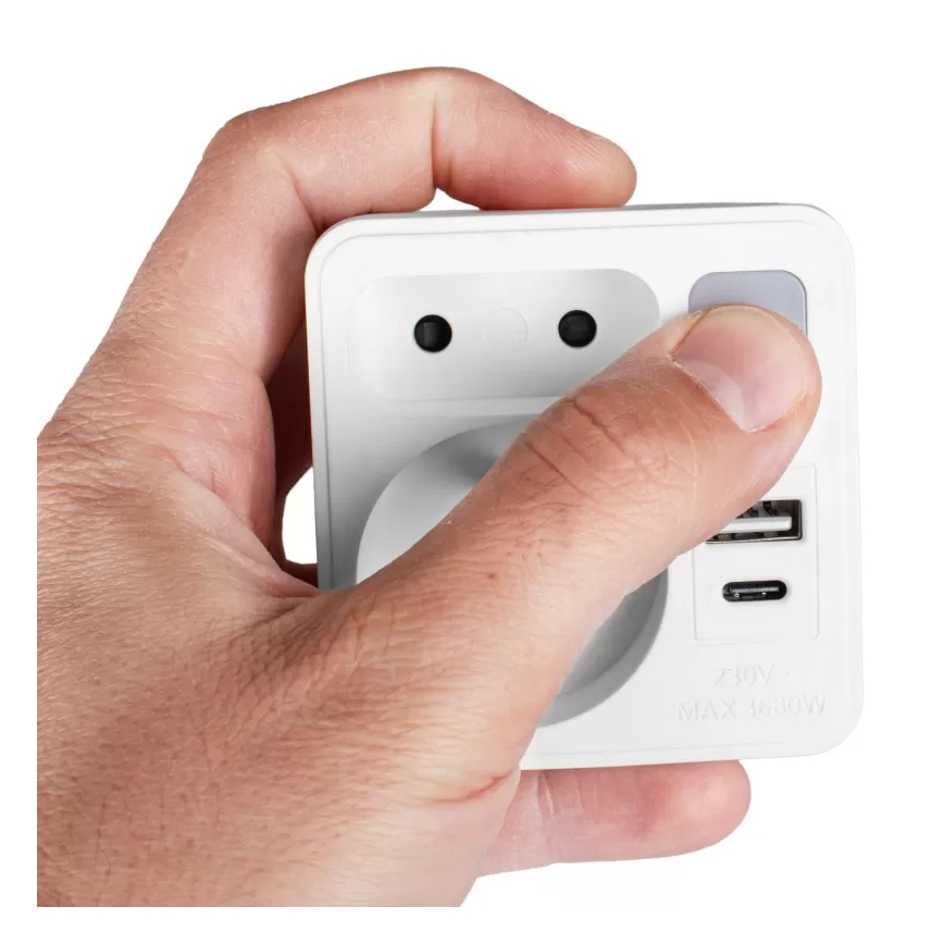 Listwa zasilająca 2 gniazda + USB-C + USB-A z podświetleniem LED LED/0,5W/230V 3000K