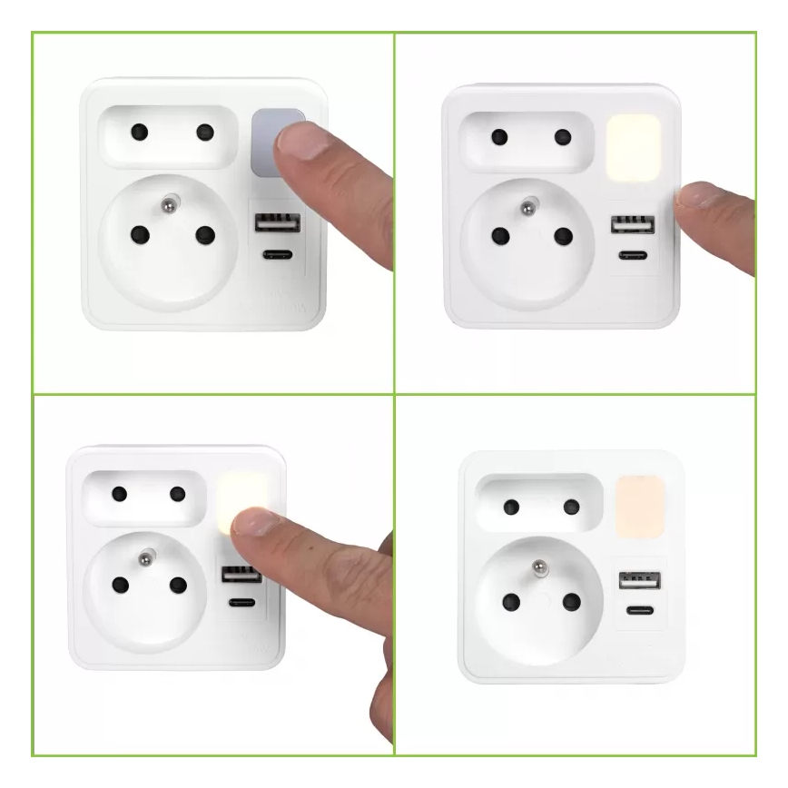 Listwa zasilająca 2 gniazda + USB-C + USB-A z podświetleniem LED LED/0,5W/230V 3000K