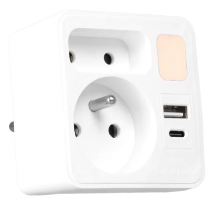 Listwa zasilająca 2 gniazda + USB-C + USB-A z podświetleniem LED LED/0,5W/230V 3000K
