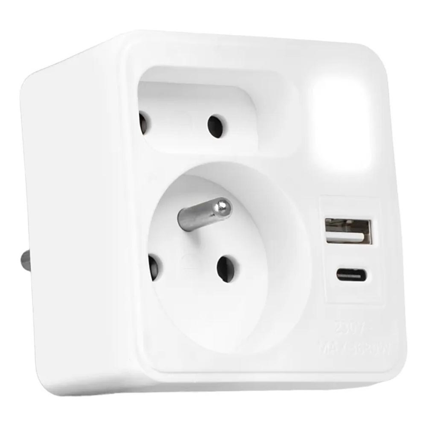 Listwa zasilająca 2 gniazda + USB-C + USB-A z podświetleniem LED LED/0,5W/230V 3000K