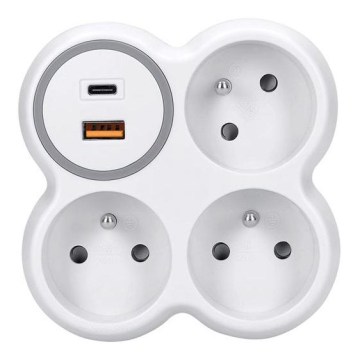 Listwa zasilająca 3x 16A z szybką ładowarką USB A+C 20W
