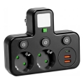 Listwa zasilająca LINEA PRO z wyłącznikiem i oświetleniem LED, 2 gniazda SCHUKO + 3x USB (A/C), 4000K, czarna