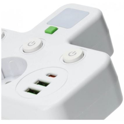 Listwa zasilająca z wyłącznikiem i oświetleniem LED LINEA PRO 2Z + 3xUSB A/C SCHUKO 4000K biała