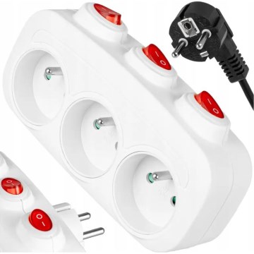 Listwa zasilająca z wyłącznikami, 3 gniazda