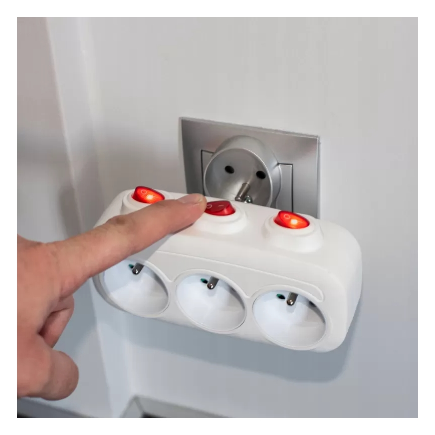 Listwa zasilająca z wyłącznikami, 3 gniazda