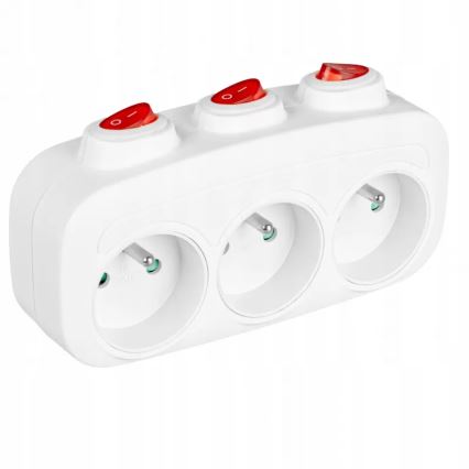 Listwa zasilająca z wyłącznikami, 3 gniazda