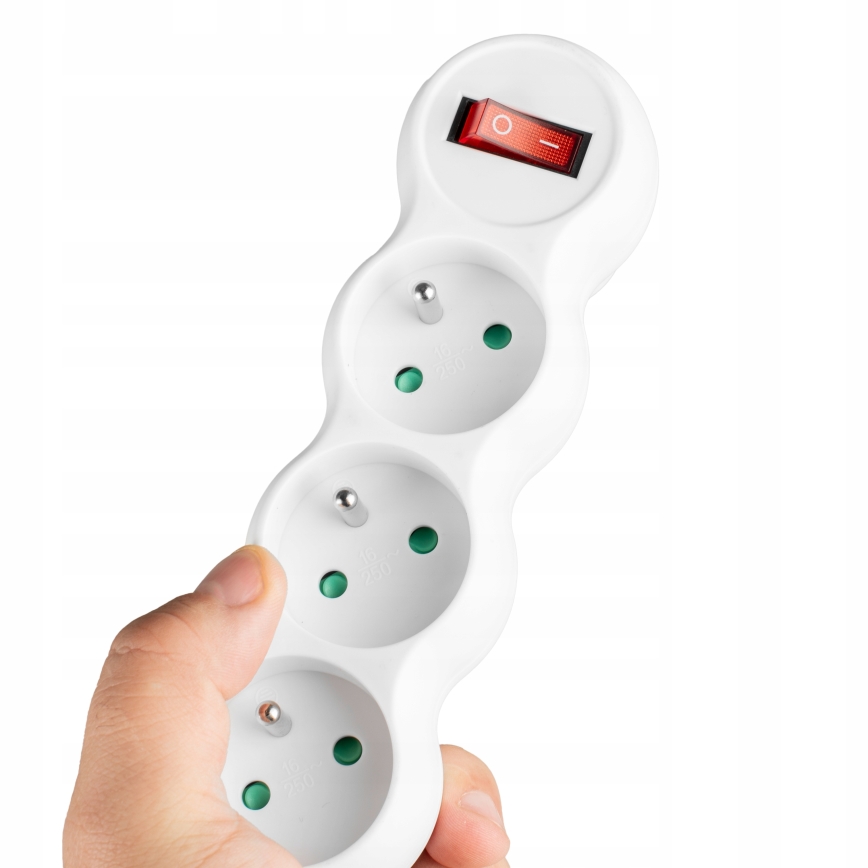 Listwa zasilająca z wyłącznikiem, 3 gniazda