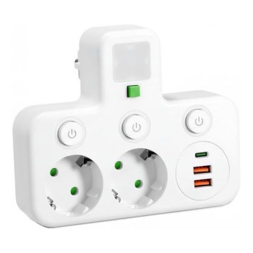 Listwa zasilająca z wyłącznikiem i oświetleniem LED LINEA PRO 2Z + 3xUSB A/C SCHUKO 4000K biała