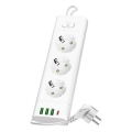 Listwa zasilająca z wyłącznikiem LINEA PRO 3x230V+ 3xUSB-A + 1xUSB-C SCHUKO 1,5 m biała