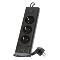 Listwa zasilająca z wyłącznikiem LINEA PRO 3x230V+3xUSB-A + 1xUSB-C SCHUKO 1,5 m czarna