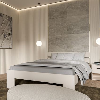 Łóżko dwuosobowe PIROA 160x200 cm beżowe