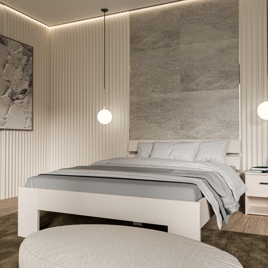 Łóżko dwuosobowe PIROA 160x200 cm beżowe