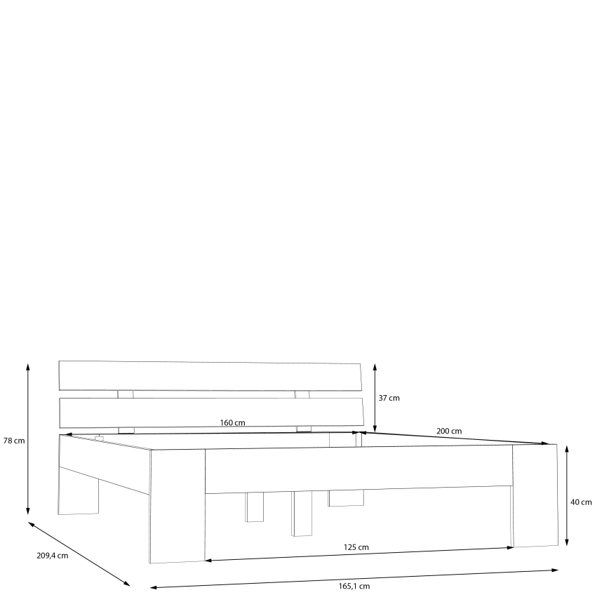 Łóżko dwuosobowe PIROA 160x200 cm beżowe