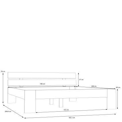 Łóżko dwuosobowe PIROA 180x200 cm beżowe