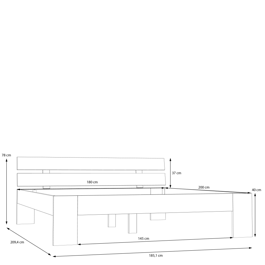 Łóżko dwuosobowe PIROA 180x200 cm beżowe