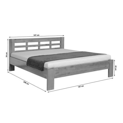 Łóżko dwuosobowe z litego drewna ANGELA 180x200 cm ciemny orzech