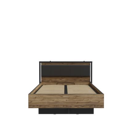 Łóżko dwuosobowe z pojemnikiem OREN 140x200 cm brązowe/czarne