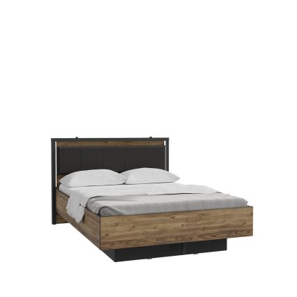 Łóżko dwuosobowe z pojemnikiem OREN 140x200 cm brązowe/czarne