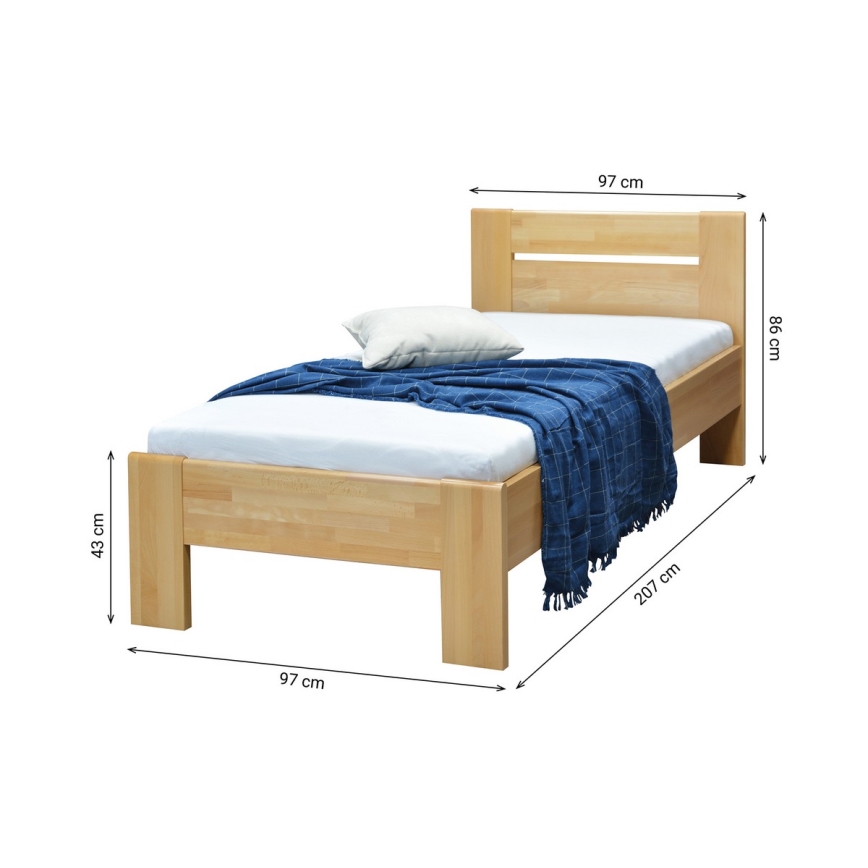 Łóżko jednoosobowe z drewna AMBER 90x200 cm buk