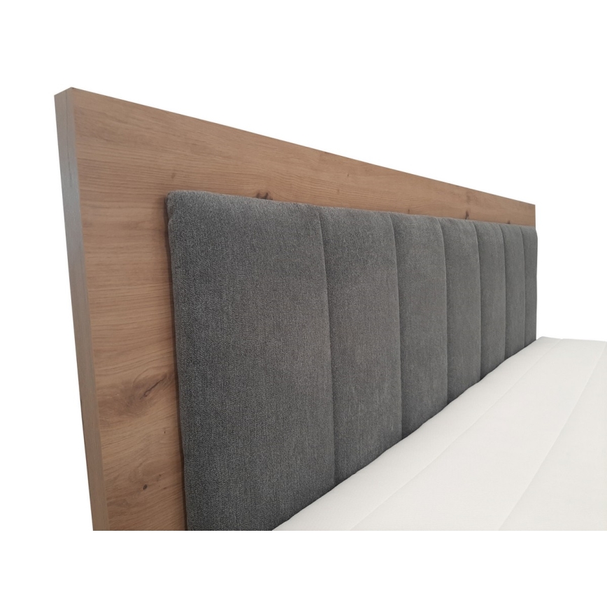 Łóżko kontynentalne z materacami i nakładką z miejscem do przechowywania JASMINE 180x200 cm szare