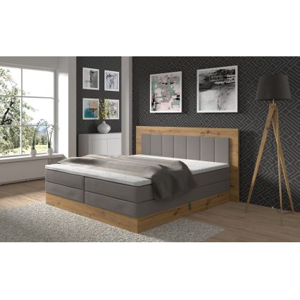 Łóżko kontynentalne z materacami i nakładką z miejscem do przechowywania JASMINE 180x200 cm szare