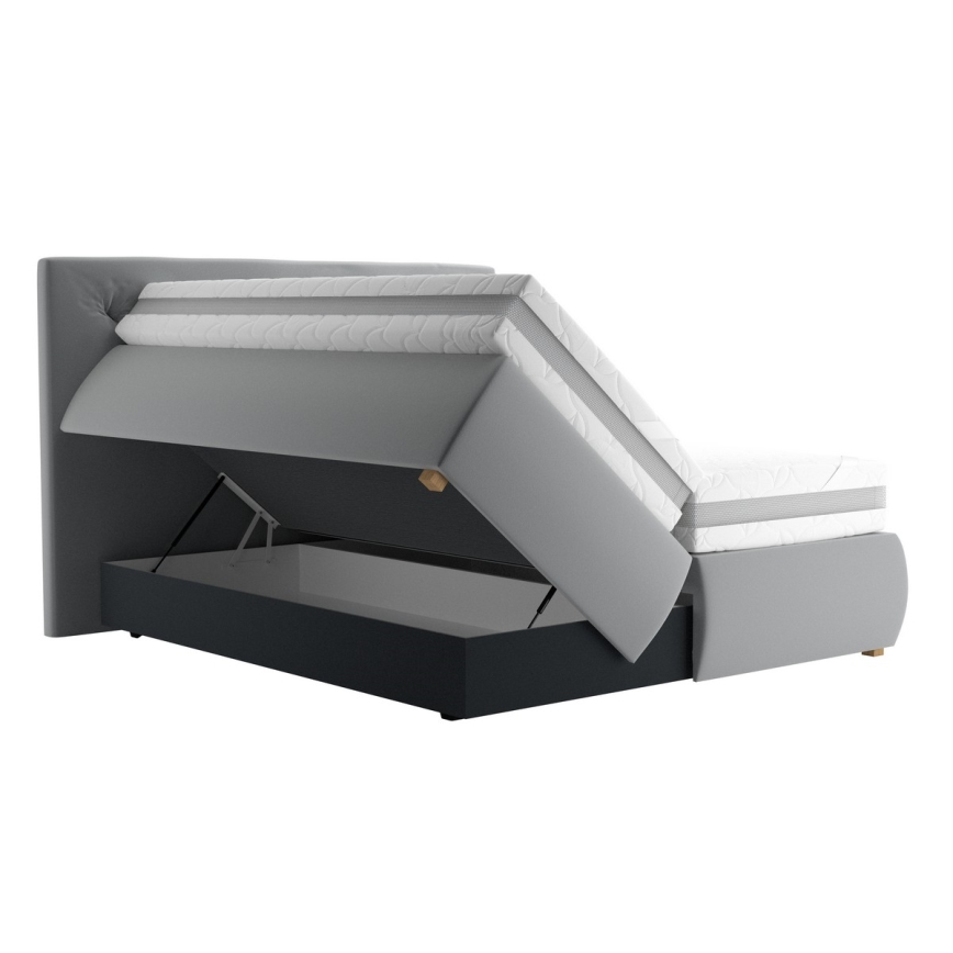 Łóżko kontynentalne z materacem i topperem ELEN 160x200 cm szare