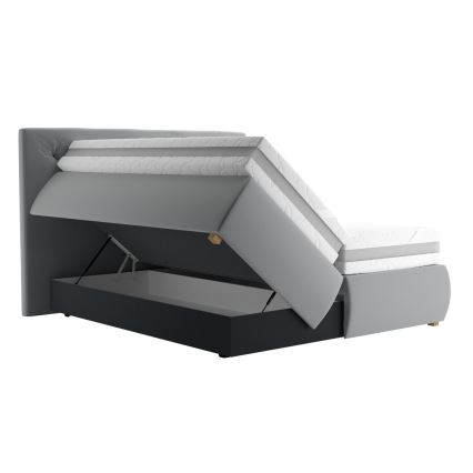 Łóżko kontynentalne z materacem i topperem ELEN 180x200 cm, szare