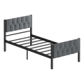 Łóżko metalowe jednoosobowe KAROM 90x200 cm, szare, nośność 120 kg