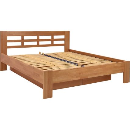 Łóżko podwójne z drewna litego z miejscem do przechowywania ANGELA 180x200 cm śliwa