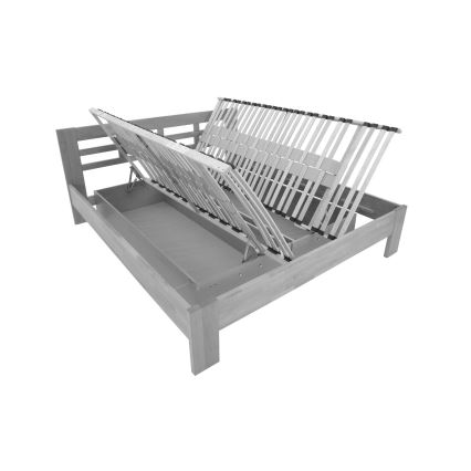 Łóżko podwójne z drewna litego z miejscem do przechowywania ANGELA 180x200 cm śliwa