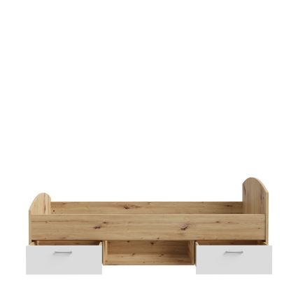 Łóżko pojedyncze z pojemnikiem URO 90x200 cm dąb artisan/białe