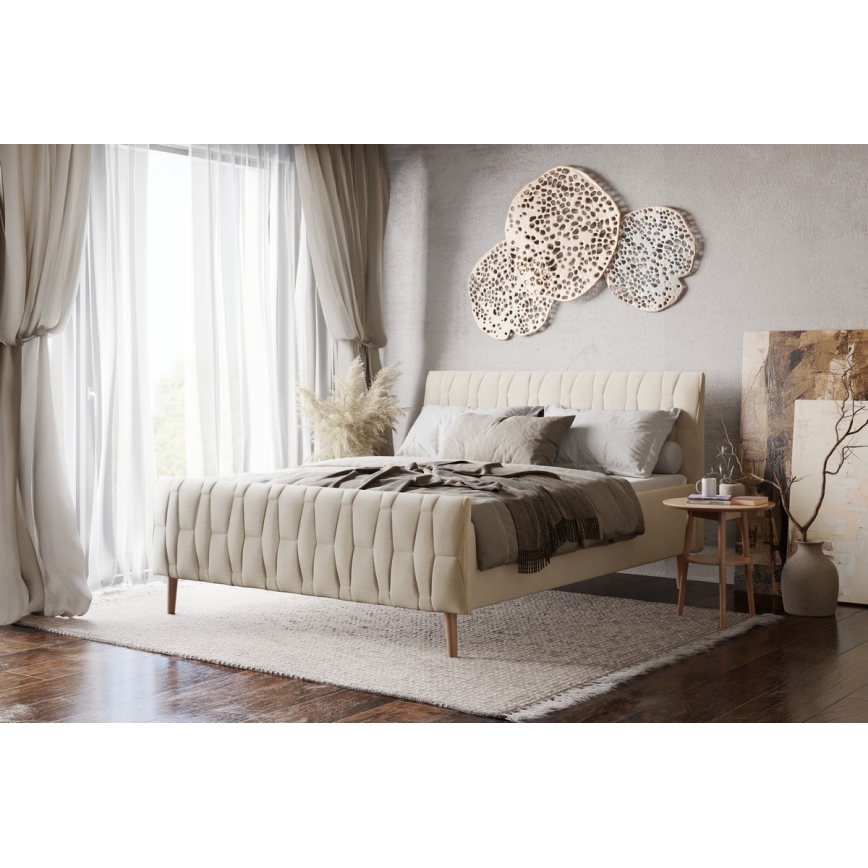 Łóżko tapicerowane bez materaca FLORA 160x200 cm beżowy