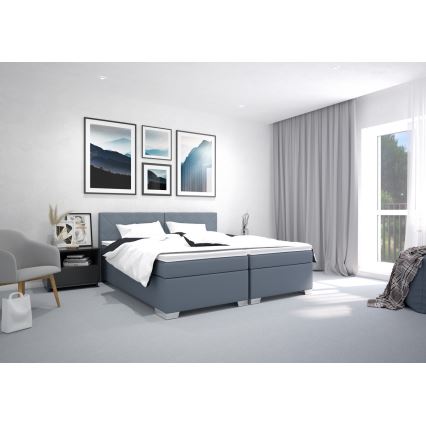 Łóżko tapicerowane IDA z materacem 90x200 cm, niebieskie