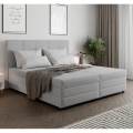 Łóżko tapicerowane ISABEL 180x200 z materacem sprężynowym i pojemnikiem na pościel, jasnoszare