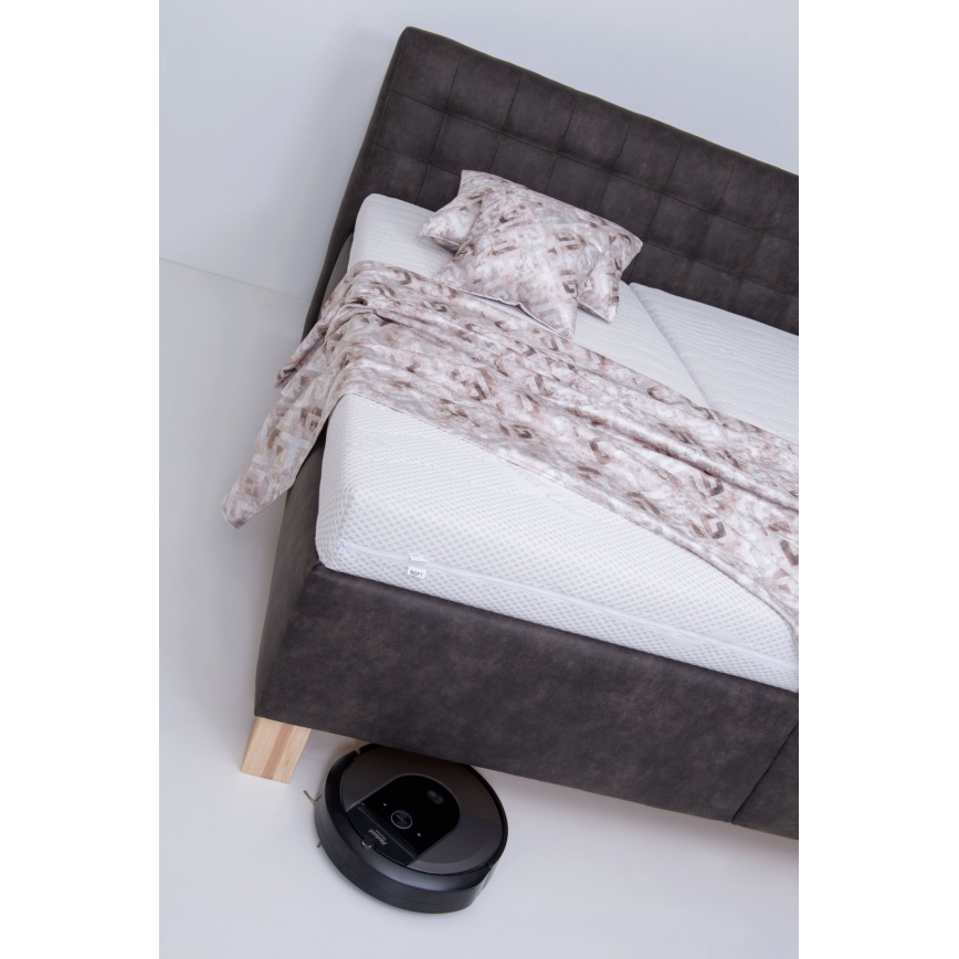 Łóżko tapicerowane VIOLET 160x200 cm z materacem i pojemnikiem na pościel, ciemnoszare