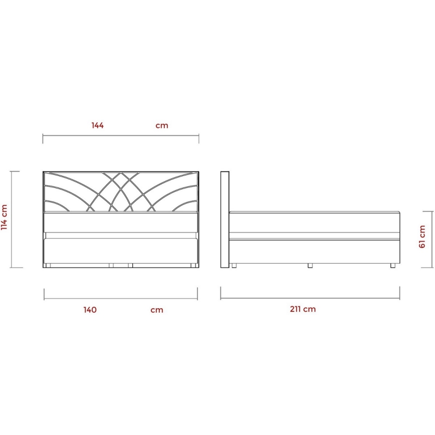 Łóżko tapicerowane z materacami i miejscem do przechowywania GINA 140x200 cm beżowe