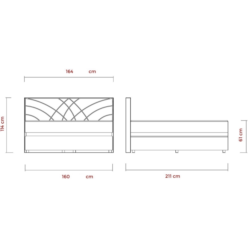 Łóżko tapicerowane z materacami i miejscem do przechowywania GINA 160x200 cm beżowe