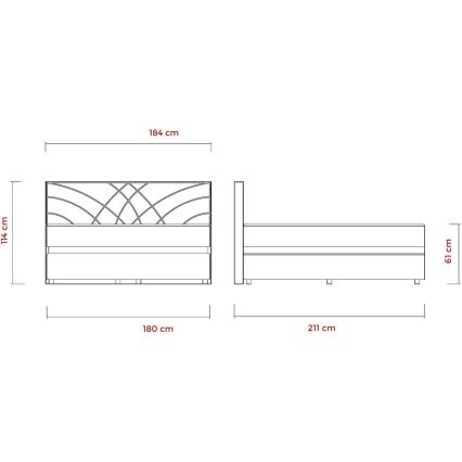 Łóżko tapicerowane z materacami i miejscem do przechowywania GINA 180x200 cm beżowe