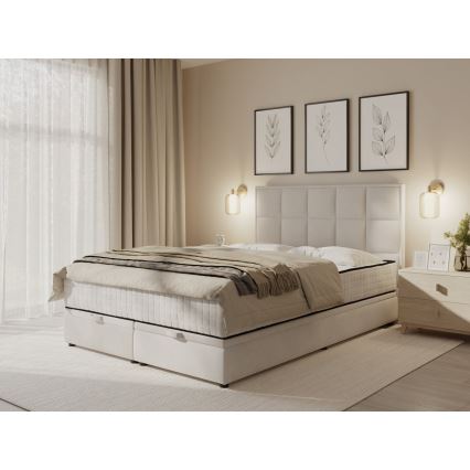 Łóżko tapicerowane z materacami i miejscem do przechowywania GRACE 140x200 cm szare