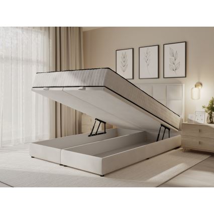 Łóżko tapicerowane z materacami i miejscem do przechowywania GRACE 140x200 cm szare
