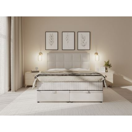 Łóżko tapicerowane z materacami i miejscem do przechowywania GRACE 140x200 cm szare