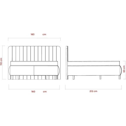 Łóżko tapicerowane z materacami i nakładka z miejscem do przechowywania ALEXA 160x200 cm beżowe