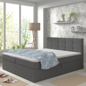Łóżko tapicerowane z materacami i nakładka z miejscem do przechowywania EMBER 160x200 cm antracyt