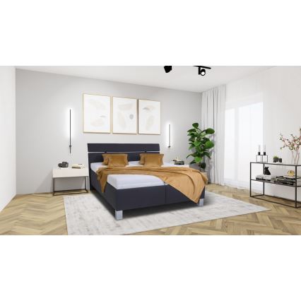 Łóżko tapicerowane z materacem i miejscem do przechowywania ALIS 160x200 cm antracyt