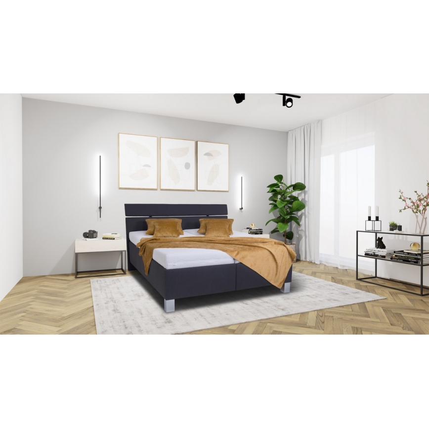 Łóżko tapicerowane z materacem i miejscem do przechowywania ALIS 160x200 cm antracyt
