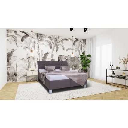 Łóżko tapicerowane z materacem i miejscem do przechowywania ALIS 180x200 cm brązowe