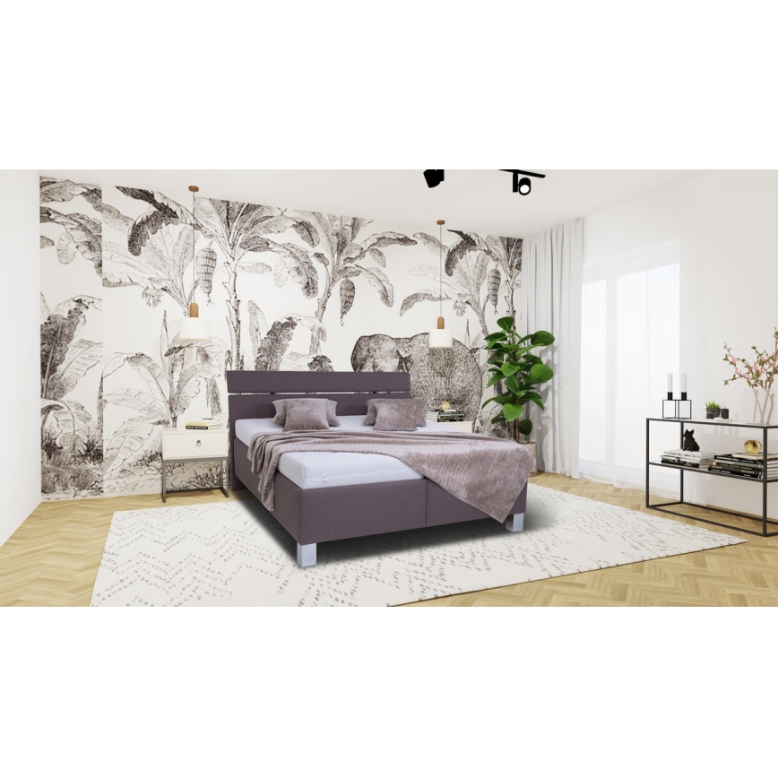 Łóżko tapicerowane z materacem i miejscem do przechowywania ALIS 180x200 cm brązowe