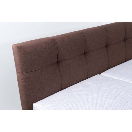 Łóżko tapicerowane z materacem i miejscem do przechowywania MARIA 180x200 cm brązowy